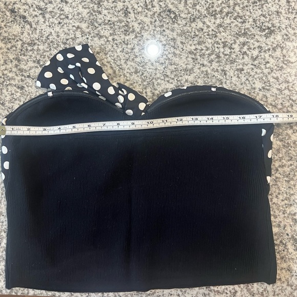 Anthropologie NEW Polka Dot Black/ White Bow Women's Strapless Top Size XL - Picture 4 of 7